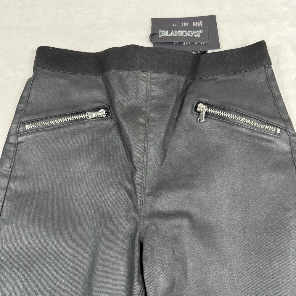 Blank NYC Jeans Women 29 Black Skinny Stretch Denim High Rise Pants Shine Coated